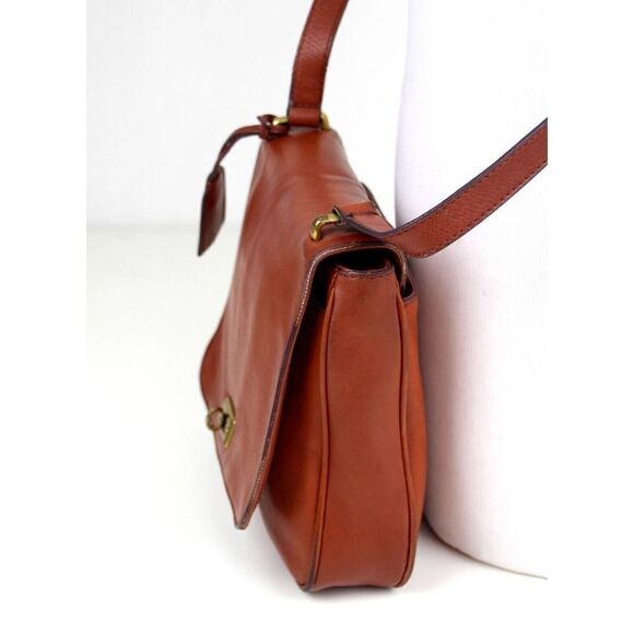 FOSSIL BROWN GENUINE LEATHER FLAP X-BODY MESSENGER SHOULDER BAG HANDBAG PURSE - Picture 4 of 14